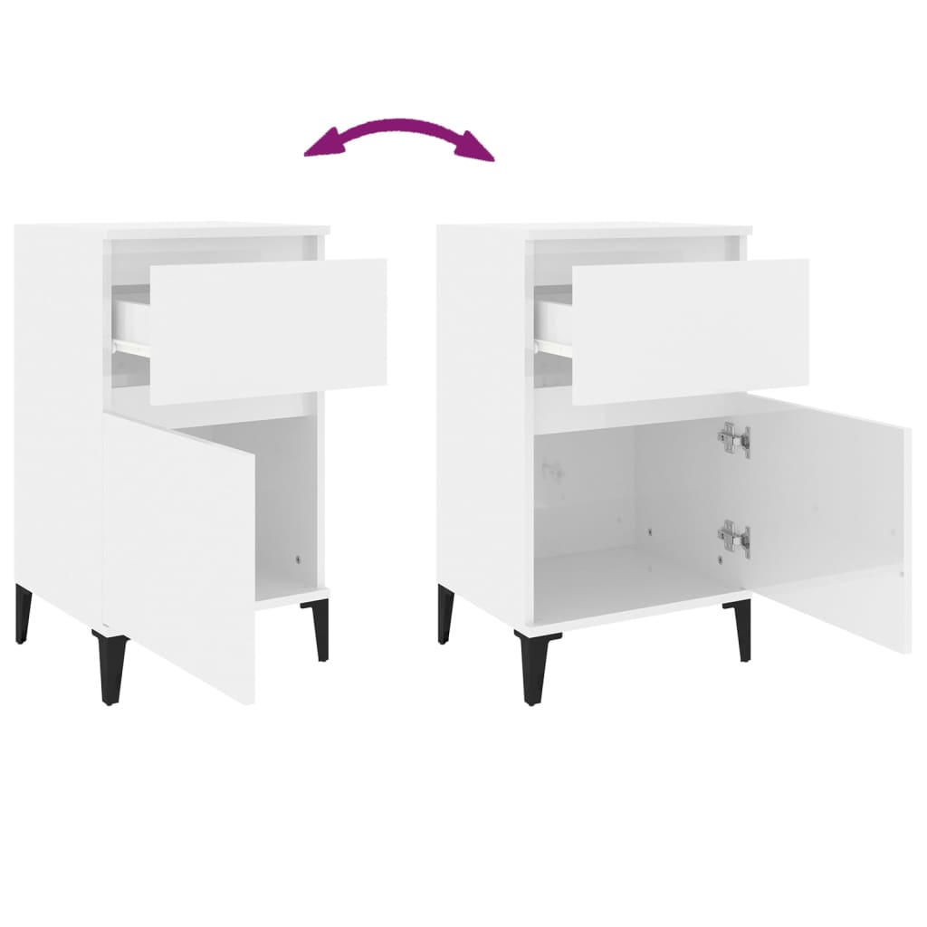 Comodini 2 pz Bianco Lucido 40x35x70 cm