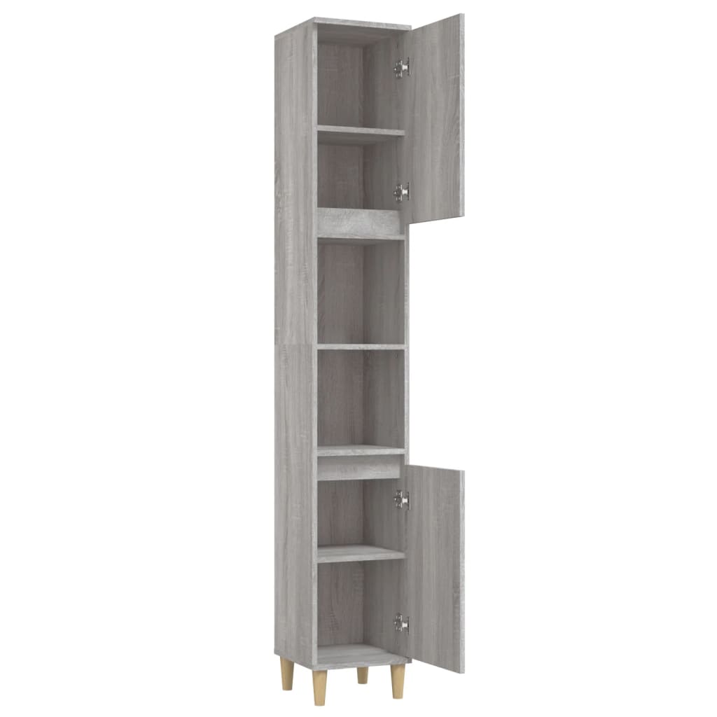 Armadietto Bagno Grigio Sonoma 30x30x190cm in Legno Multistrato - homemem39