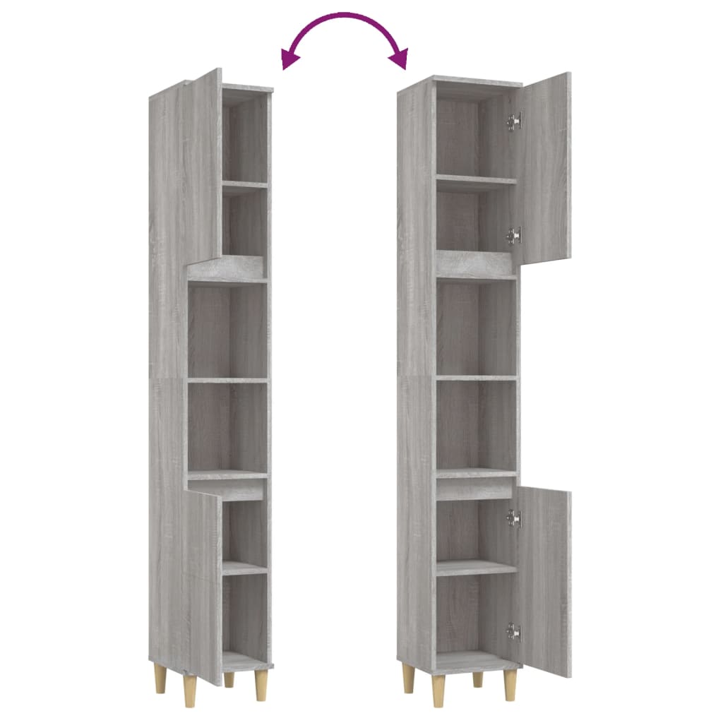 Armadietto Bagno Grigio Sonoma 30x30x190cm in Legno Multistrato - homemem39