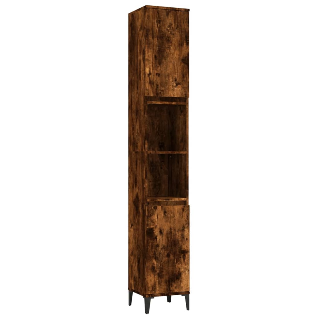 Armadietto Bagno Rovere Fumo 30x30x190 cm in Legno Multistrato - homemem39