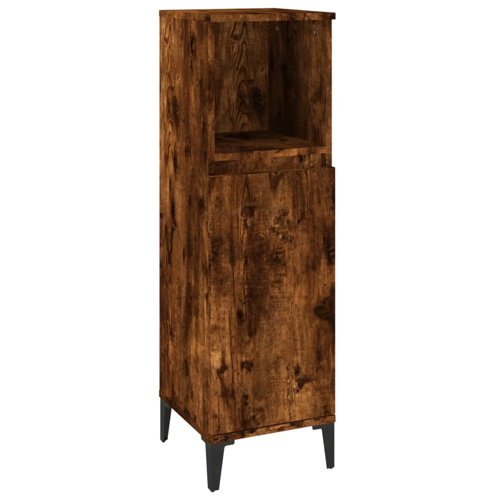 Armadietto Bagno Rovere Fumo 30x30x100 cm in Legno Multistrato - homemem39