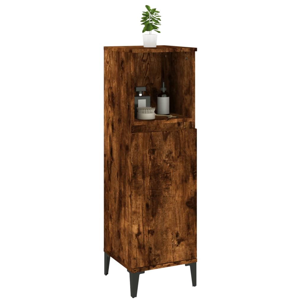 Armadietto Bagno Rovere Fumo 30x30x100 cm in Legno Multistrato - homemem39