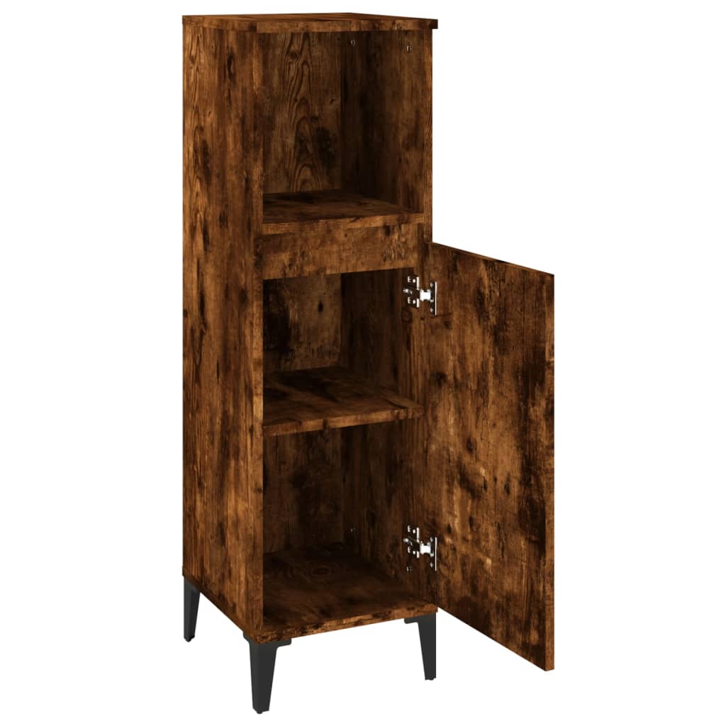 Armadietto Bagno Rovere Fumo 30x30x100 cm in Legno Multistrato - homemem39