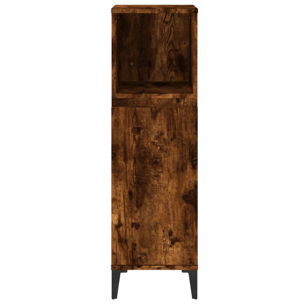Armadietto Bagno Rovere Fumo 30x30x100 cm in Legno Multistrato - homemem39