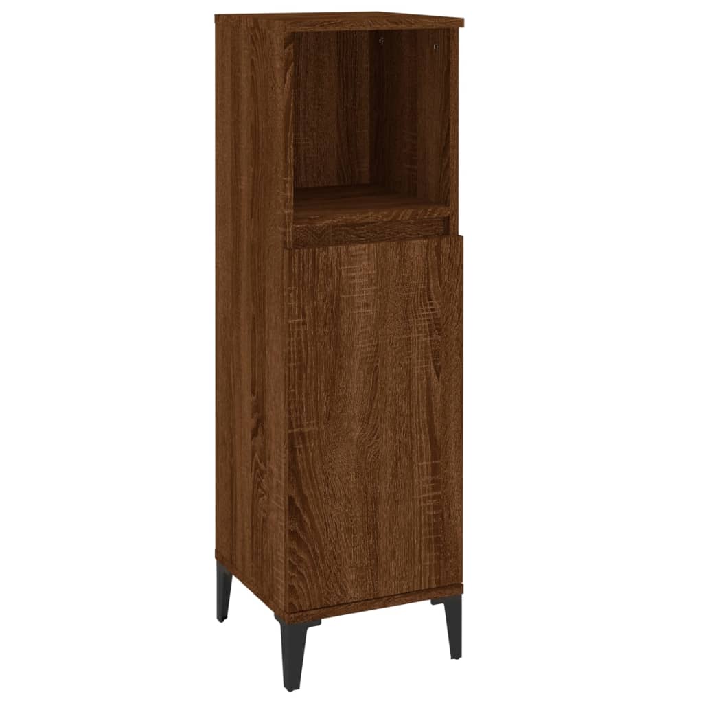 Armadietto Bagno Rovere Marrone 30x30x100 cm Legno Multistrato - homemem39