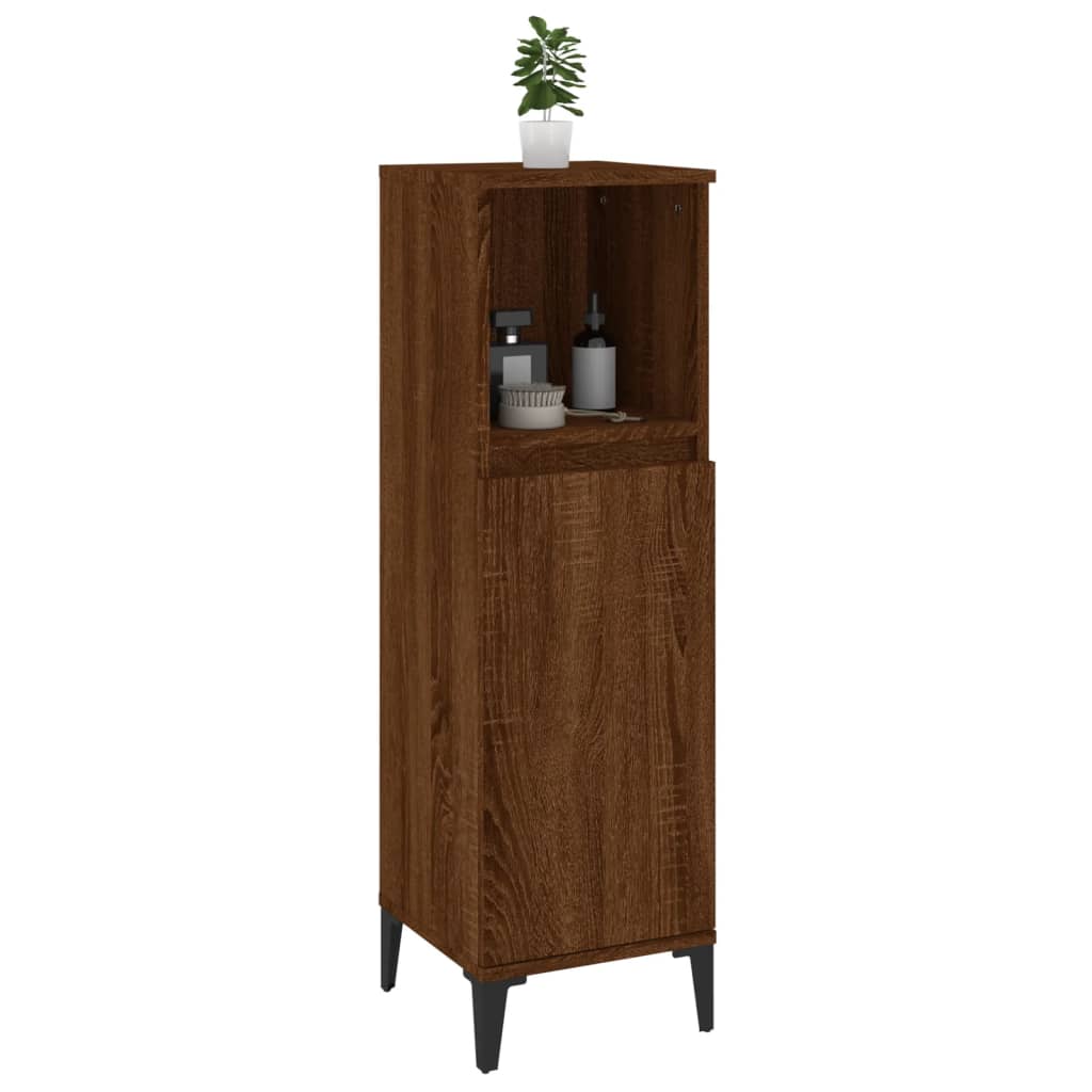 Armadietto Bagno Rovere Marrone 30x30x100 cm Legno Multistrato - homemem39