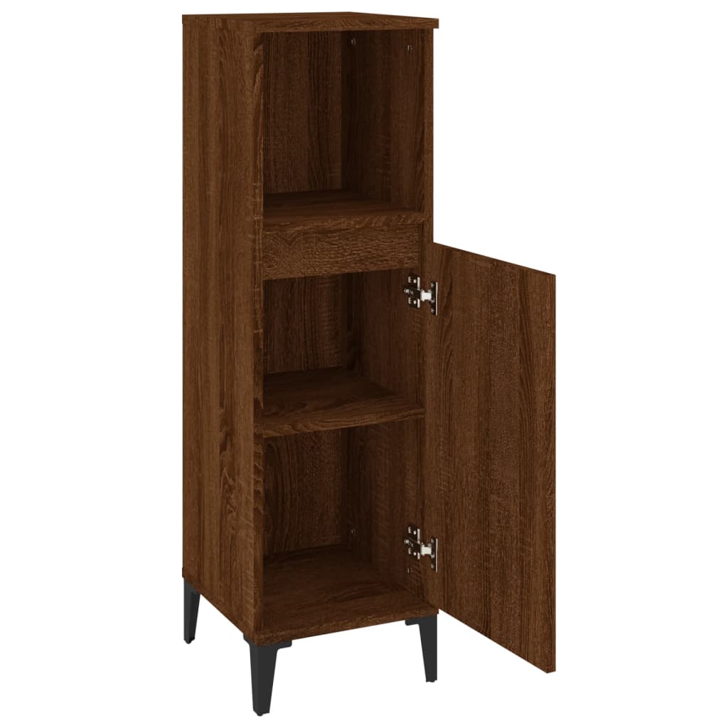 Armadietto Bagno Rovere Marrone 30x30x100 cm Legno Multistrato - homemem39