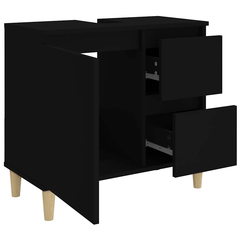 Armadietto da Bagno Nero 65x33x60 cm in Legno Multistrato - homemem39