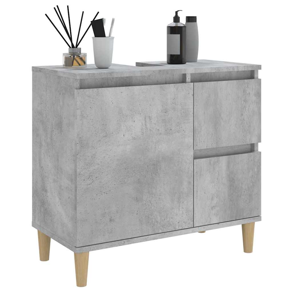 Armadietto da Bagno Grigio Cemento 65x33x60cm Legno Multistrato - homemem39
