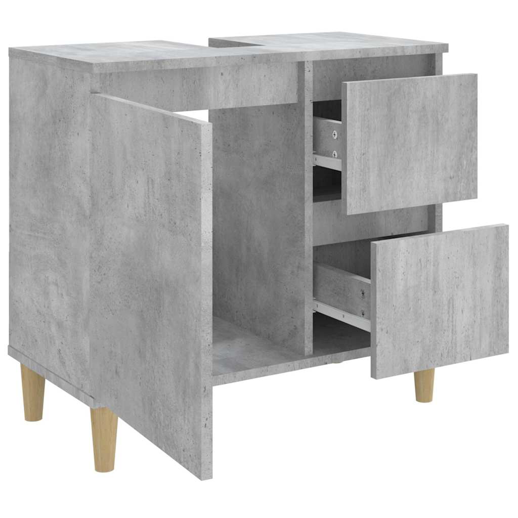 Armadietto da Bagno Grigio Cemento 65x33x60cm Legno Multistrato - homemem39