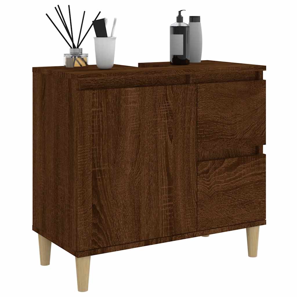 Armadietto Bagno Rovere Marrone 65x33x60cm in Legno Multistrato - homemem39