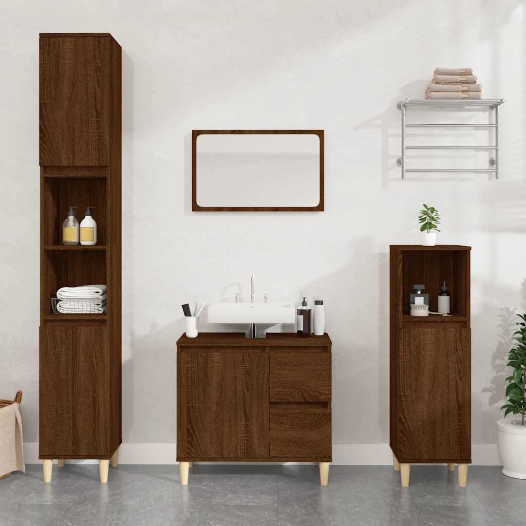Armadietto Bagno Rovere Marrone 65x33x60cm in Legno Multistrato - homemem39