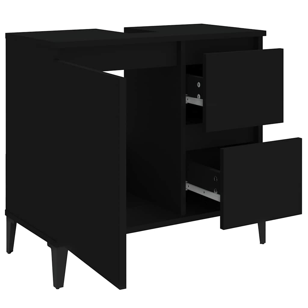 Armadietto da Bagno Nero 65x33x60 cm in Legno Multistrato - homemem39