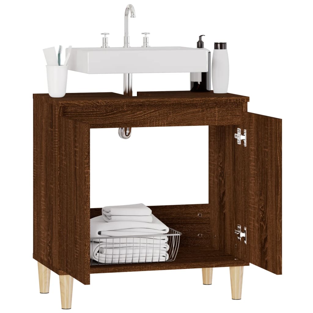 Mobile Lavabo Rovere Marrone 58x33x60 cm in Legno Multistrato - homemem39