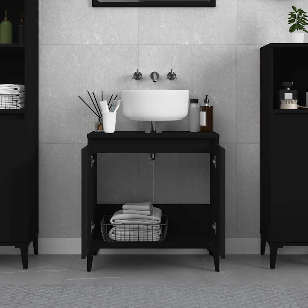 Mobile Lavabo Nero 58x33x60 cm in Legno Multistrato - homemem39