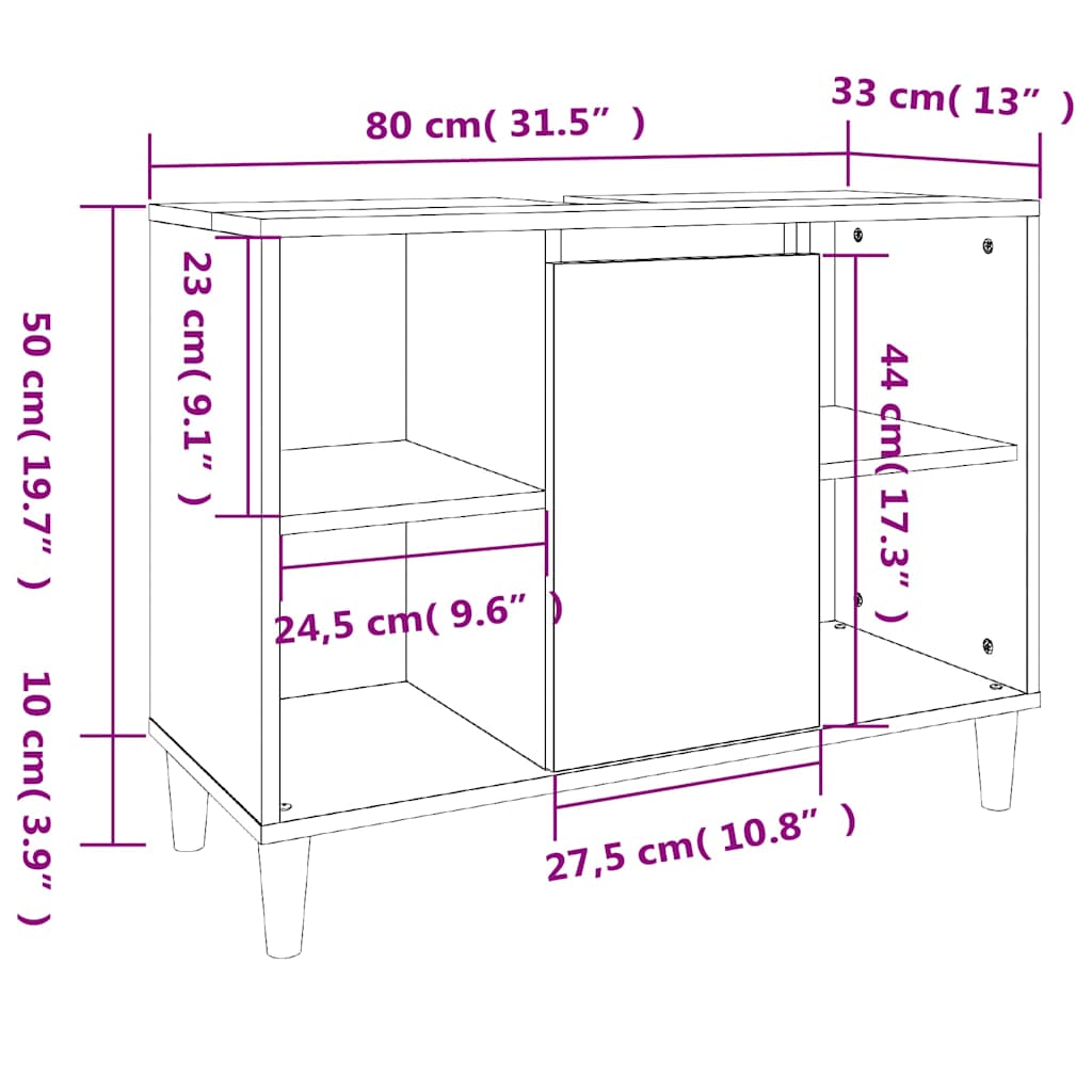 Mobile Lavabo Rovere Fumo 80x33x60 cm in Legno Multistrato - homemem39