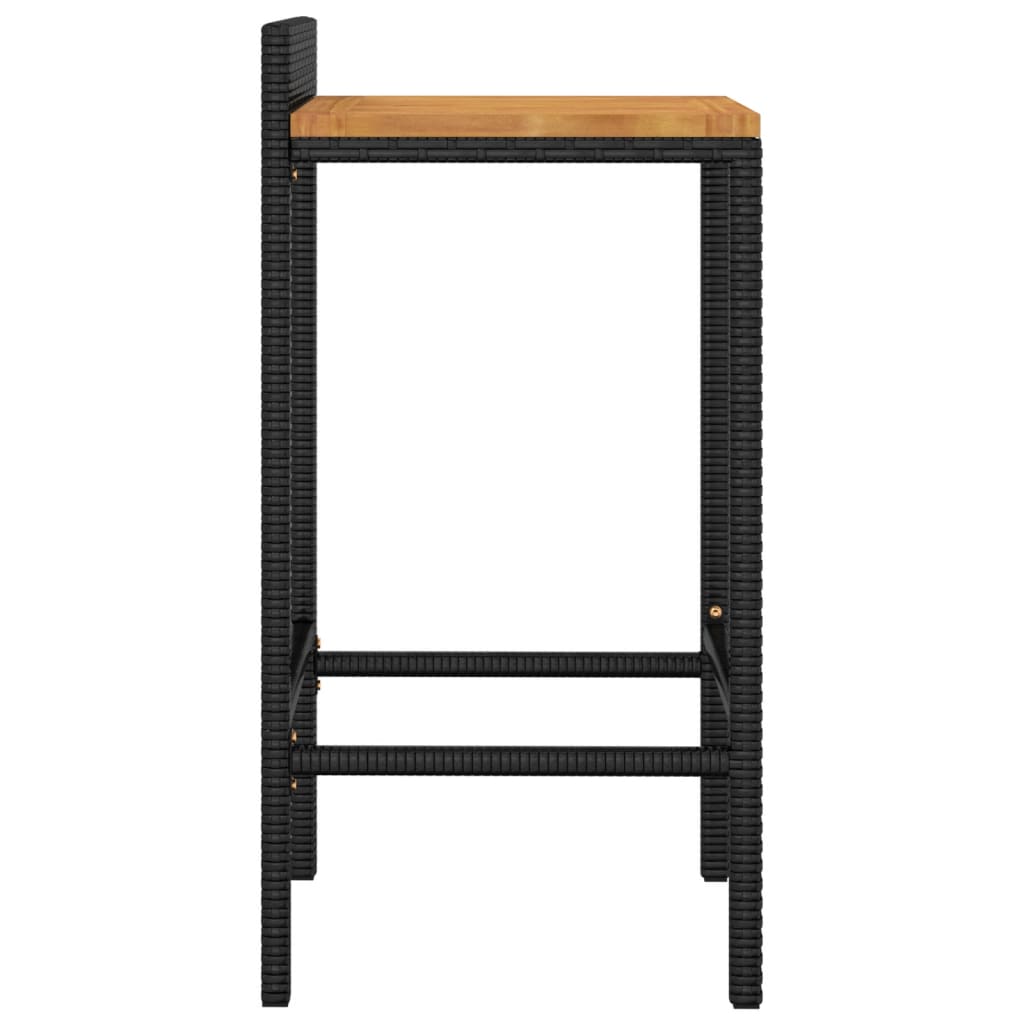 Sgabelli da Bar 2pz Neri Polyrattan e Legno Massello di Acacia - homemem39