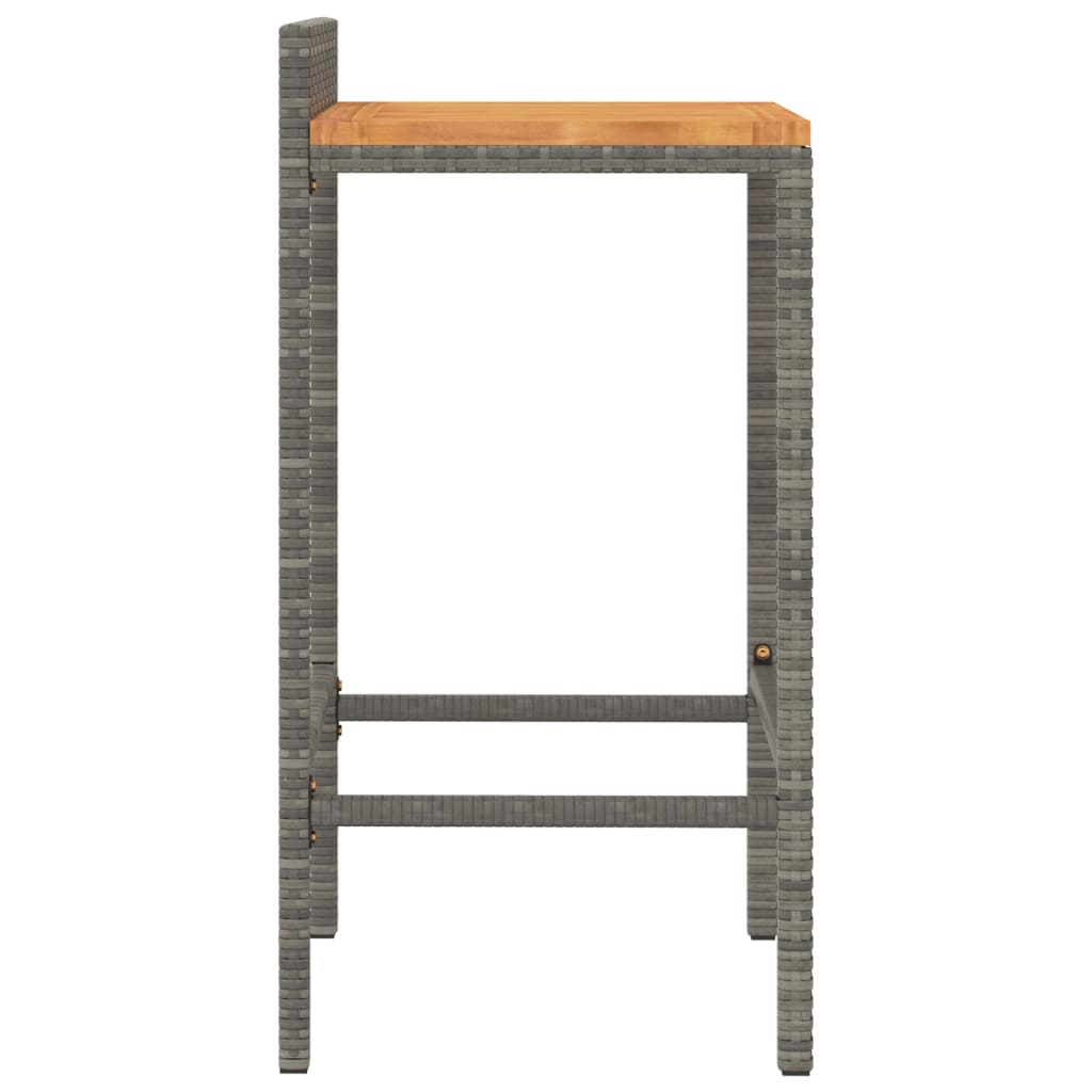 Sgabelli da Bar 4pz Grigi Polyrattan e Legno Massello di Acacia - homemem39