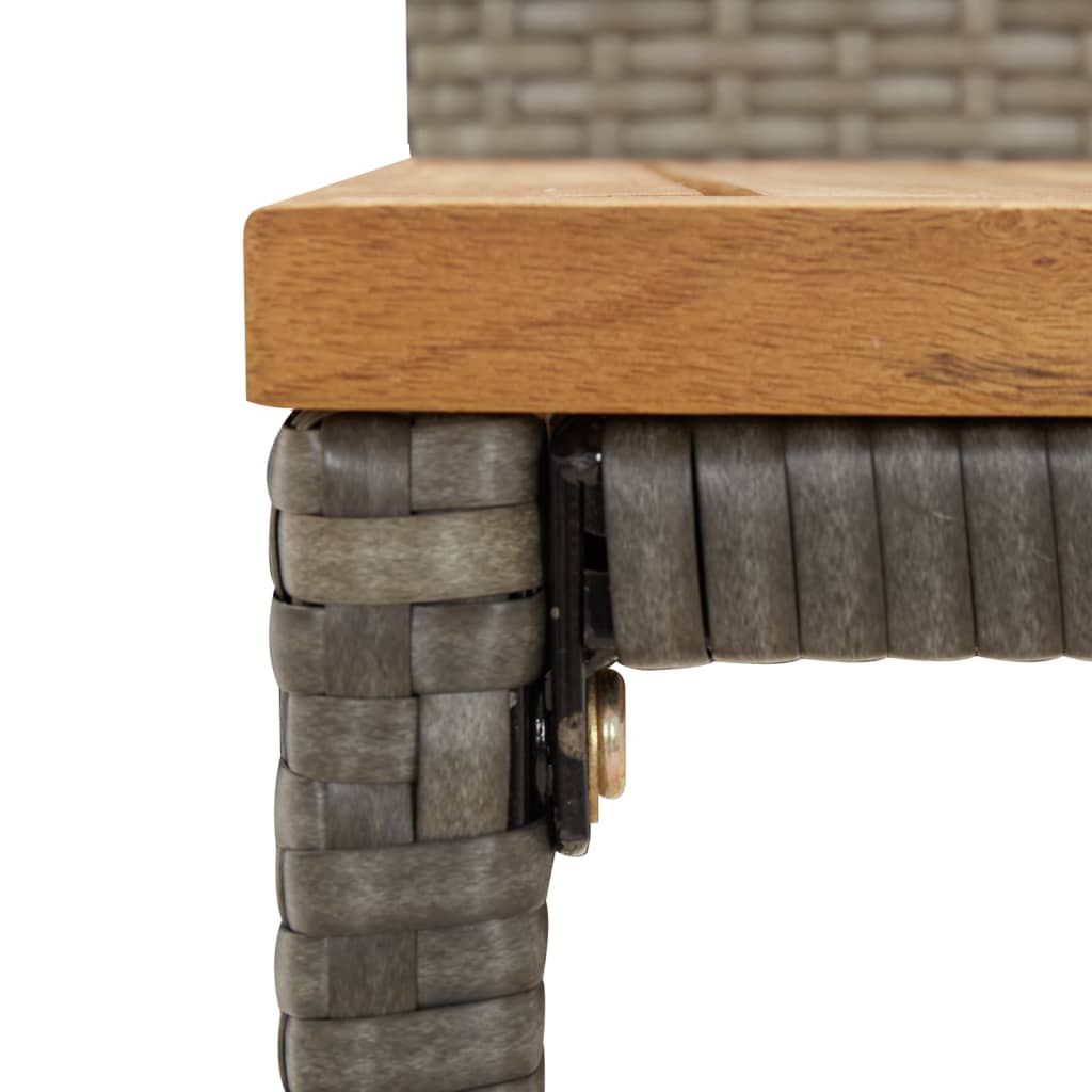 Sgabelli da Bar 4pz Grigi Polyrattan e Legno Massello di Acacia - homemem39