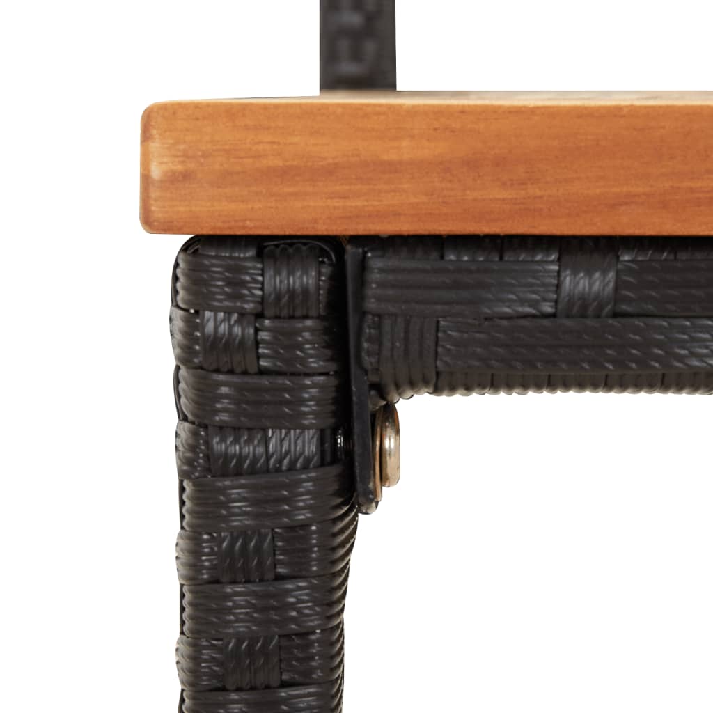 Sgabelli da Bar 4pz Neri Polyrattan e Legno Massello di Acacia - homemem39
