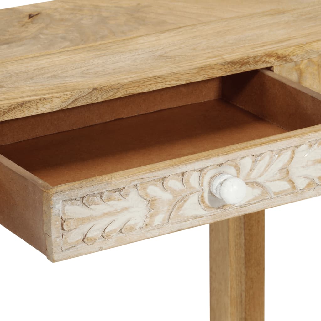 Tavolo Consolle 110x30x75 cm Legno Massello Sbiancato di Mango - homemem39