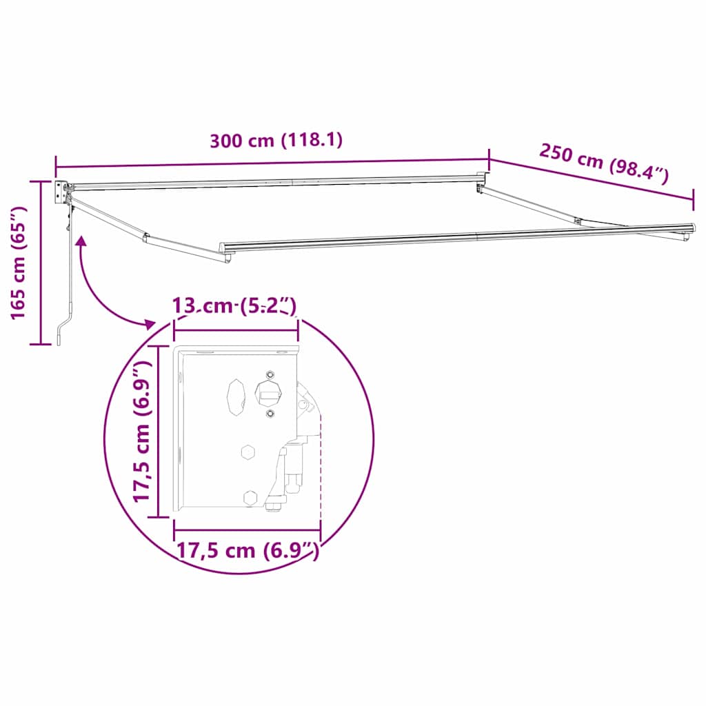 Telaio per tende da sole retrattile Bianco 300 x 250 cm | homemem39