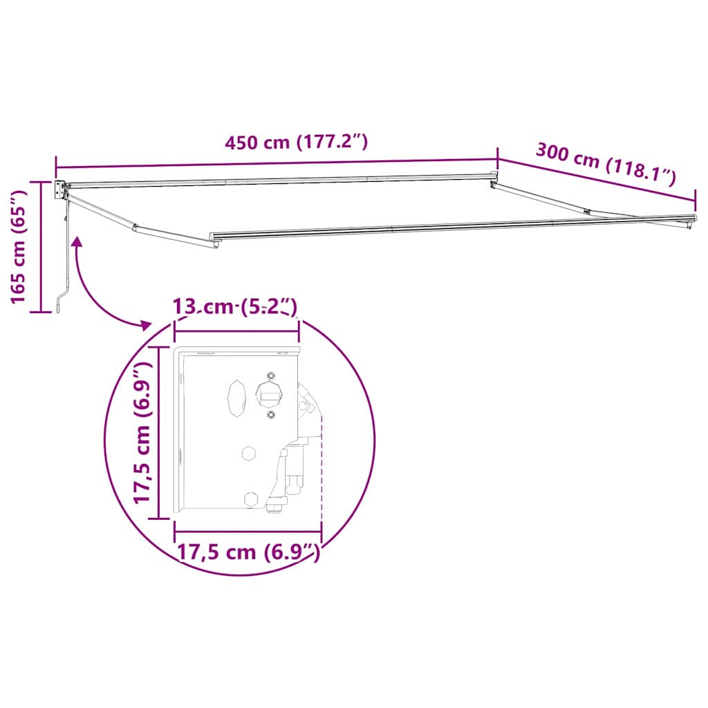 Tenda da Sole Antracite 4,5 ×3 m Metallo