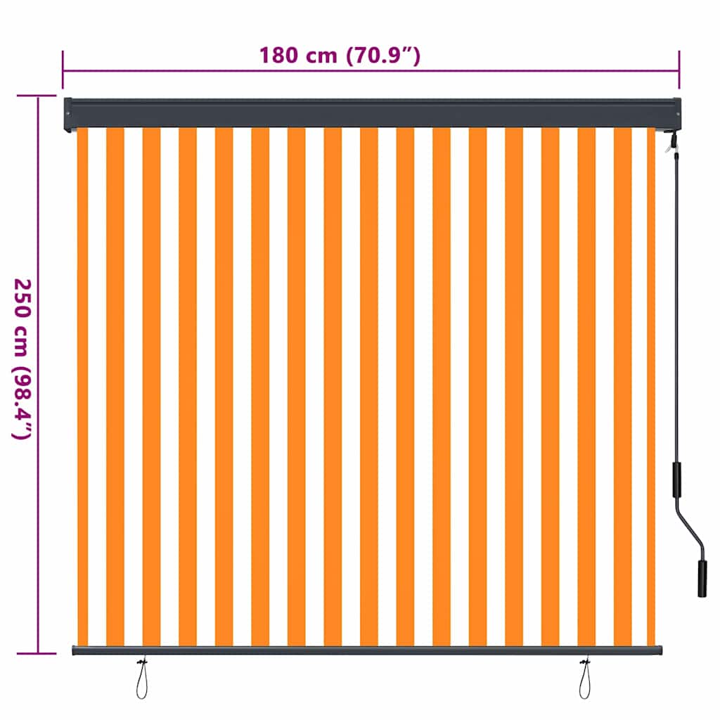 Tenda a rullo Bianco e Arancione 180 x 250 cm