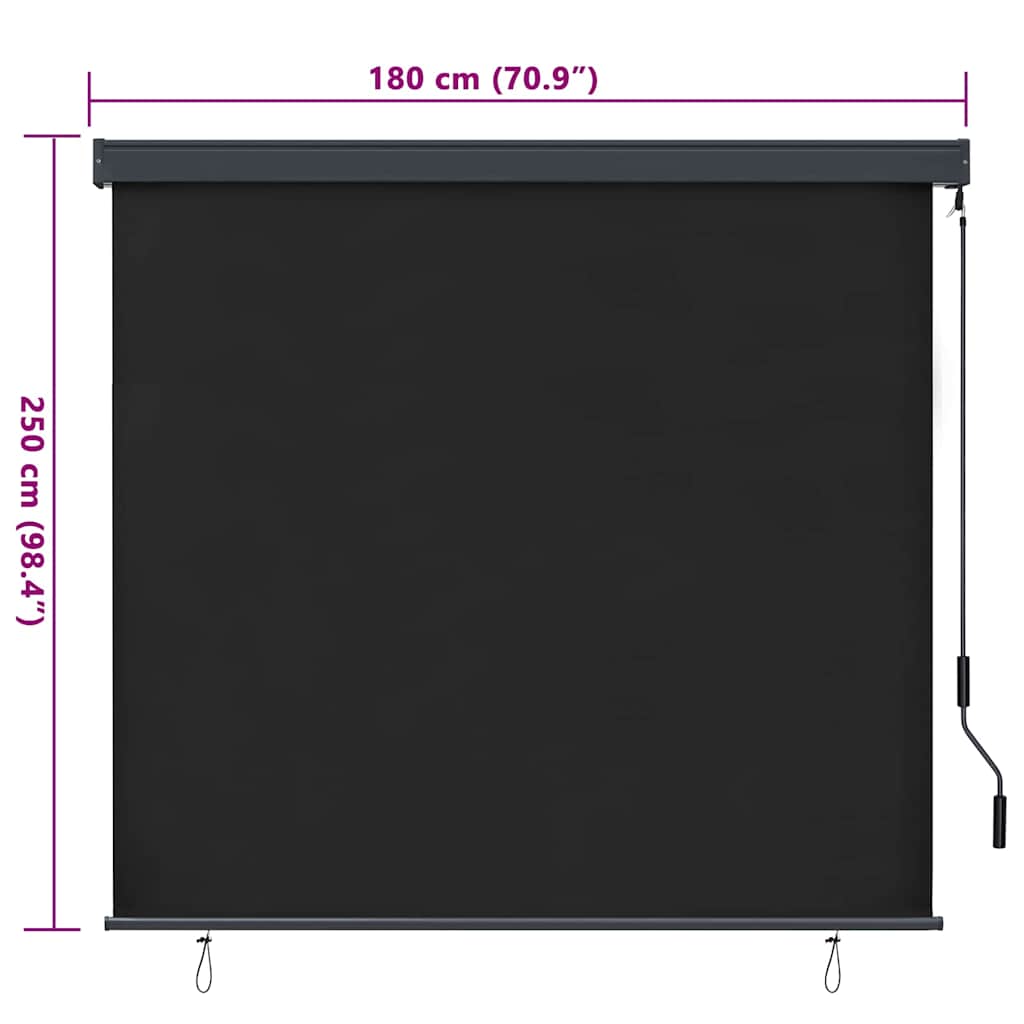 Tenda a rullo Antracite 180 x 250 cm Tessuto e Alluminio