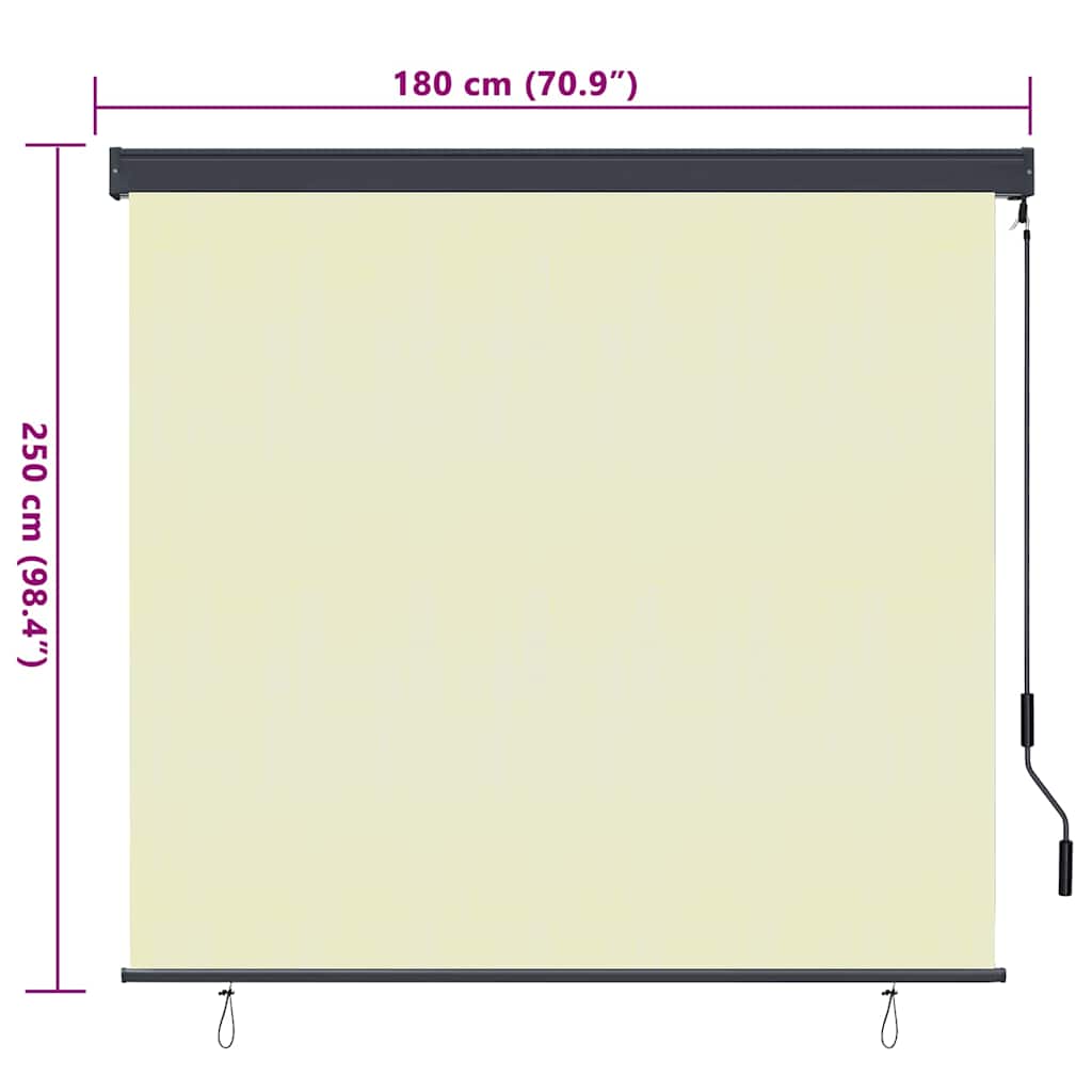 Tenda a rullo Crema 180 x 250 cm Tessuto e Alluminio