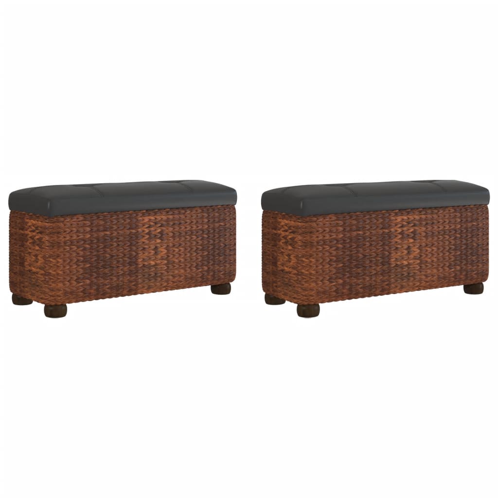 Panche Portaoggetti 2 pz con Cuscino Marrone 69 cm Tifa - homemem39