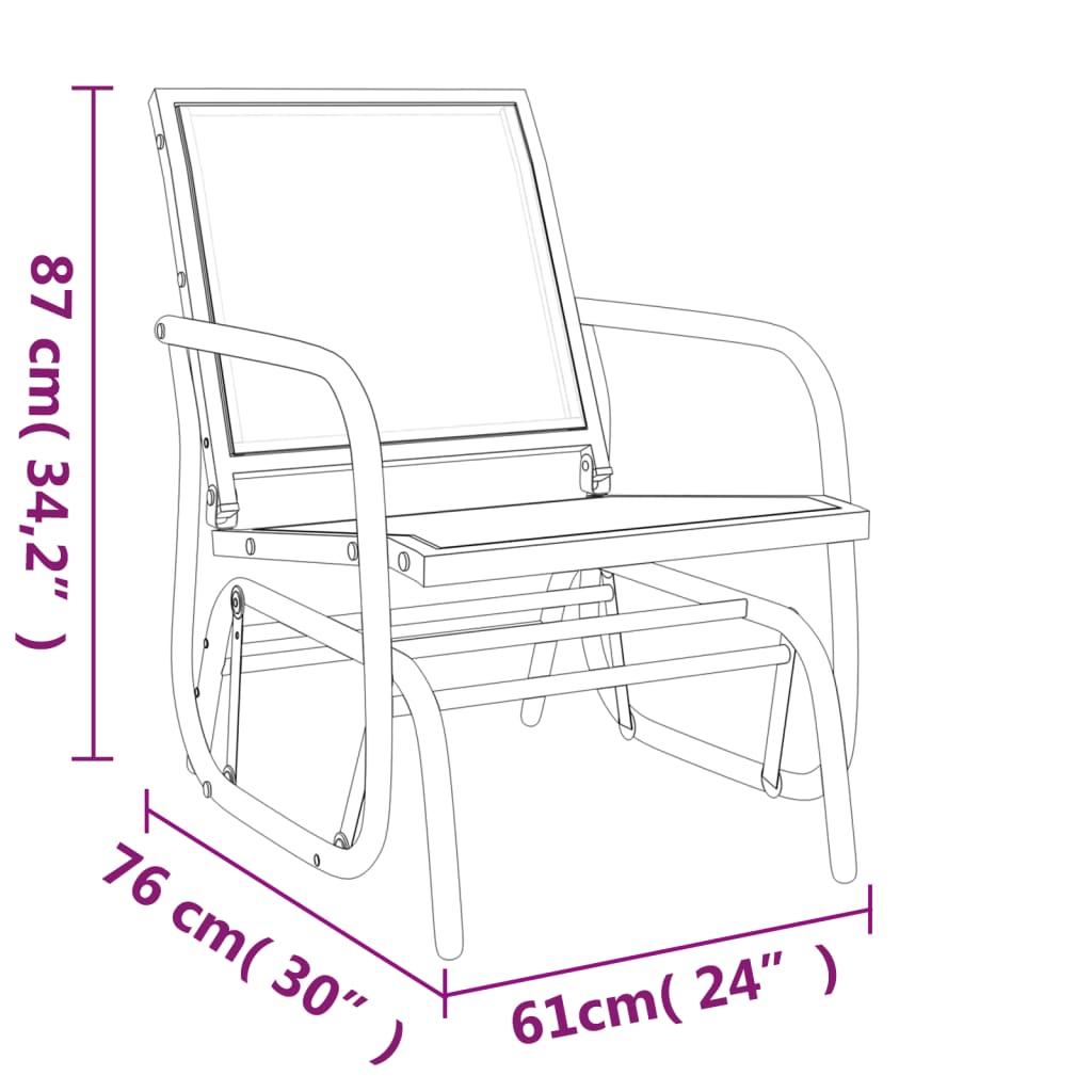 Sedie a Dondolo Giardino 2pz Marroni 61x76x87 Textilene Acciaio | homemem39