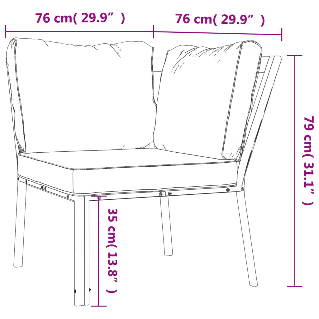 Sedia da Giardino con Cuscini Sabbia 76x76x79 cm Acciaio | homemem39