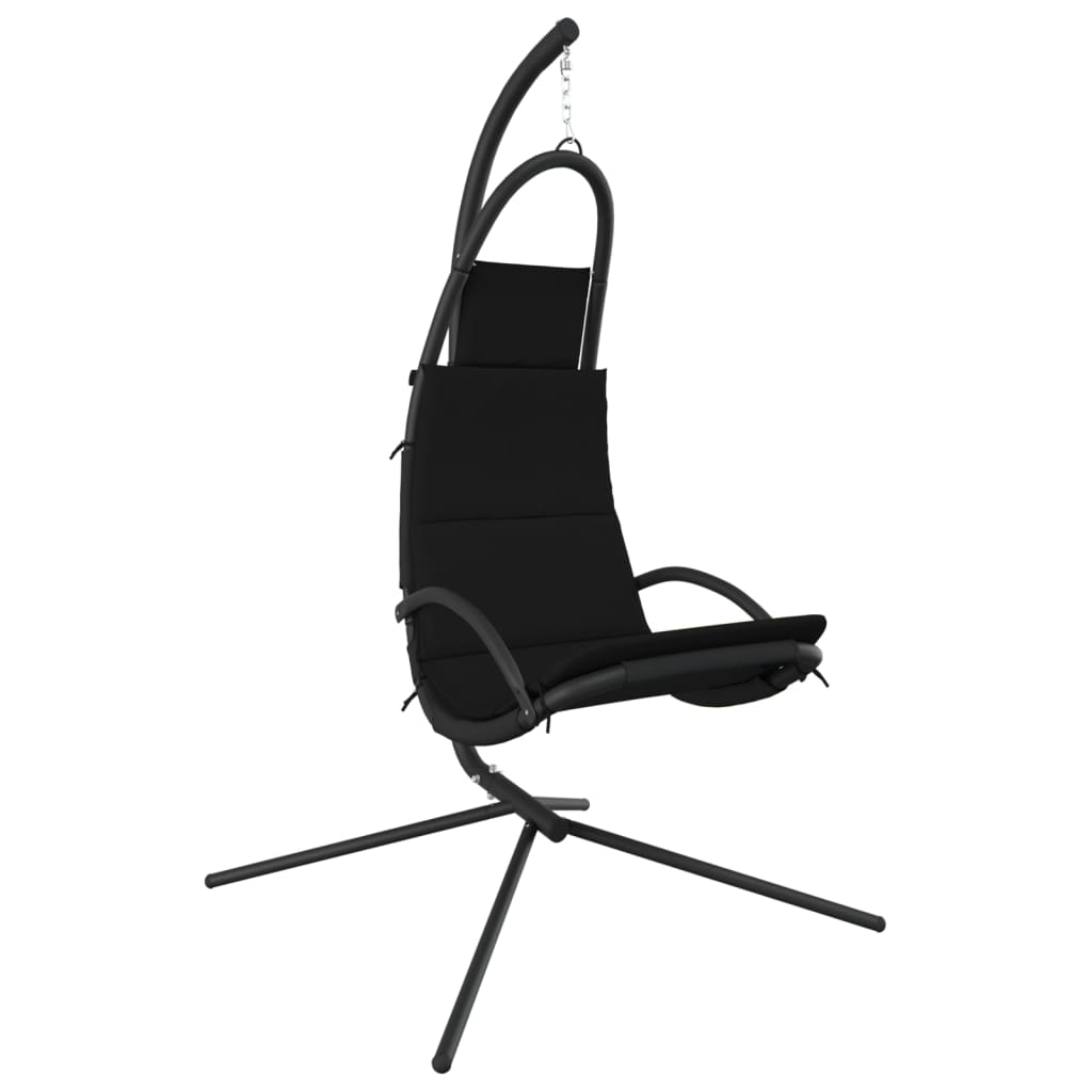 Sedia Dondolo Giardino con Cuscino Nero Tessuto Oxford Acciaio - homemem39