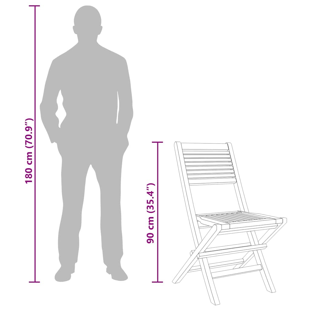 Sedie da Giardino Pieghevoli 2pz 47x62x90cm Legno Massello Teak - homemem39