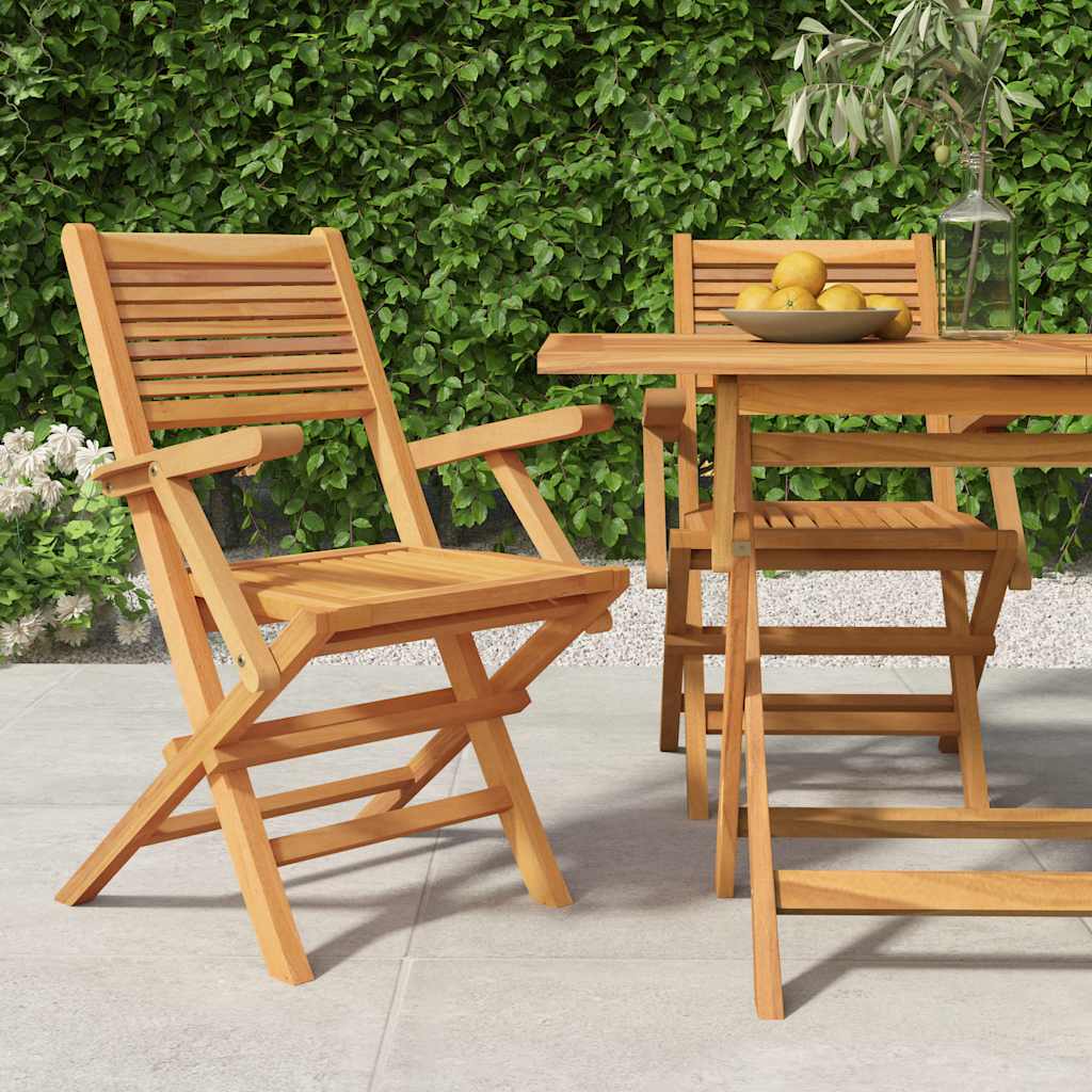 Sedie da Giardino Pieghevoli 2pz 55x62x90cm Legno Massello Teak