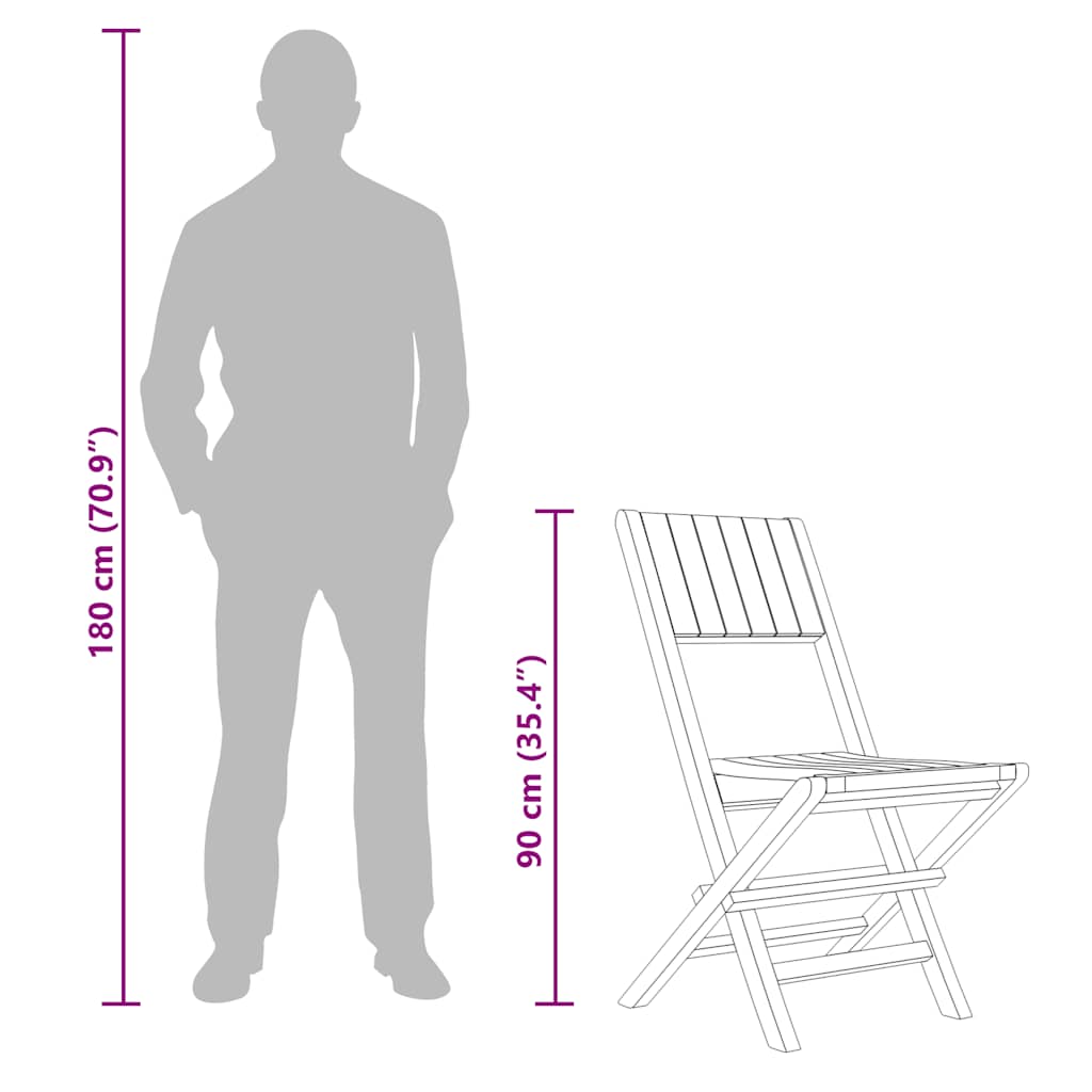 Sedie da Giardino Pieghevoli 4pz 47x61x90cm Legno Massello Teak - homemem39