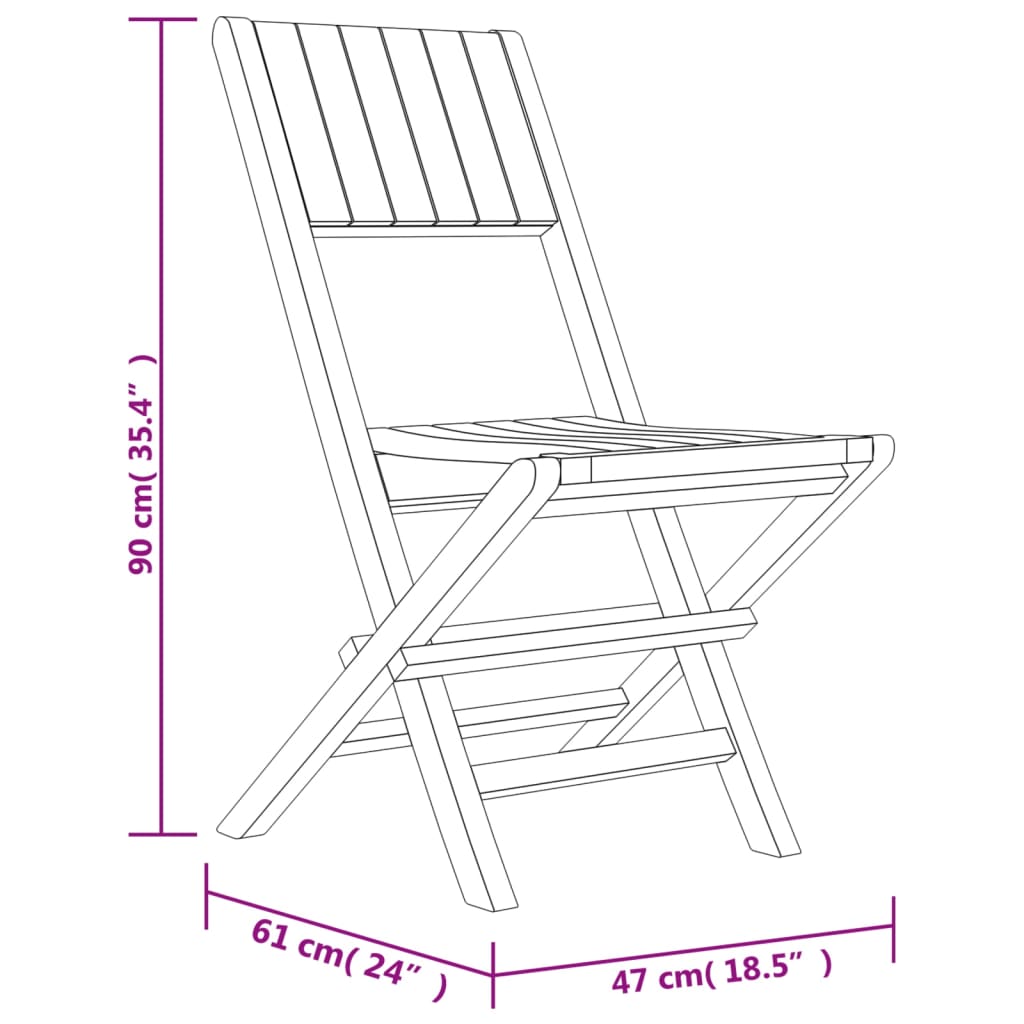 Sedie da Giardino Pieghevoli 8pz 47x61x90cm Legno Massello Teak - homemem39