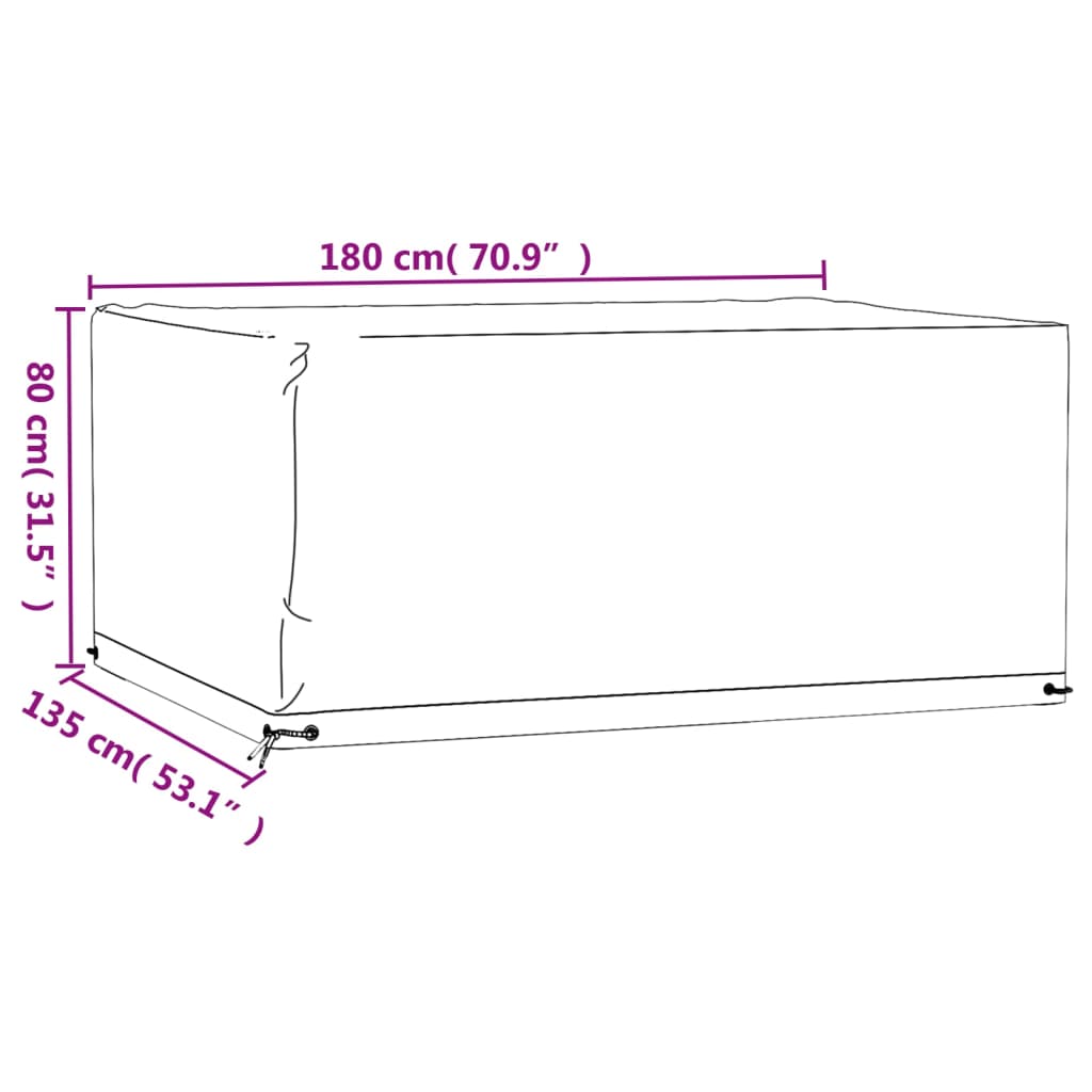 Copri Mobili Giardino 2pz 8 Occhielli 180x135x80cm Rettangolare | homemem39