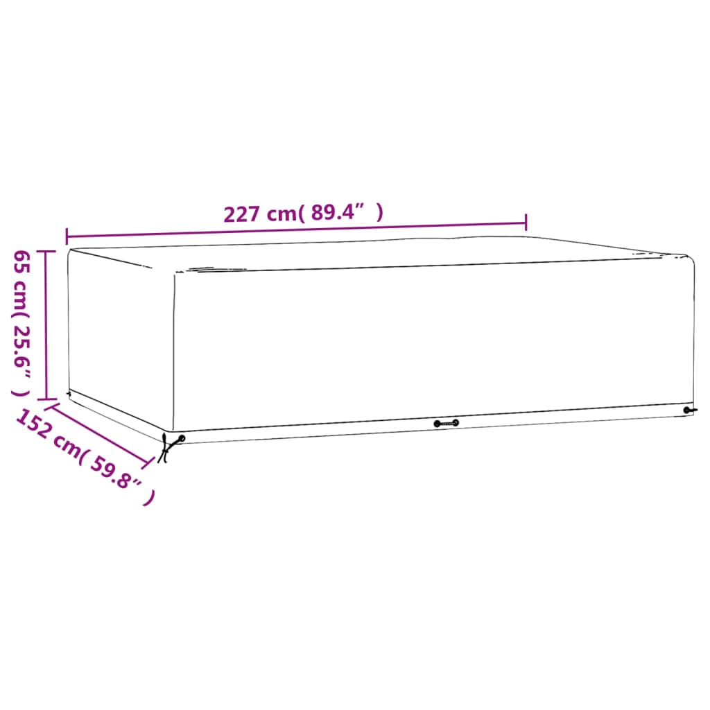 Copri Mobili Giardino 2pz 12Occhielli 227x152x65cm Rettangolare | homemem39