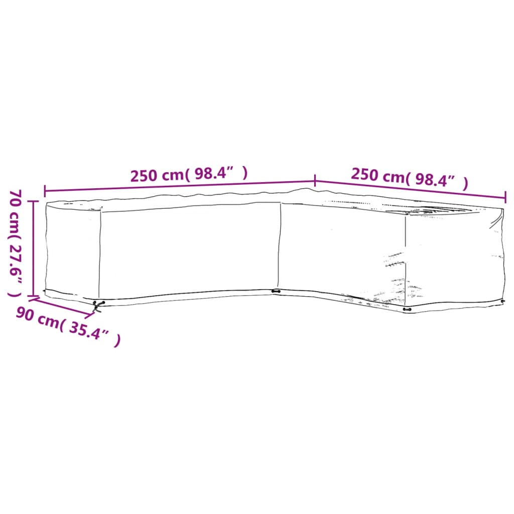 Coperture Mobili da Giardino a L 2pz 16 Occhielli 250x250x70cm | homemem39