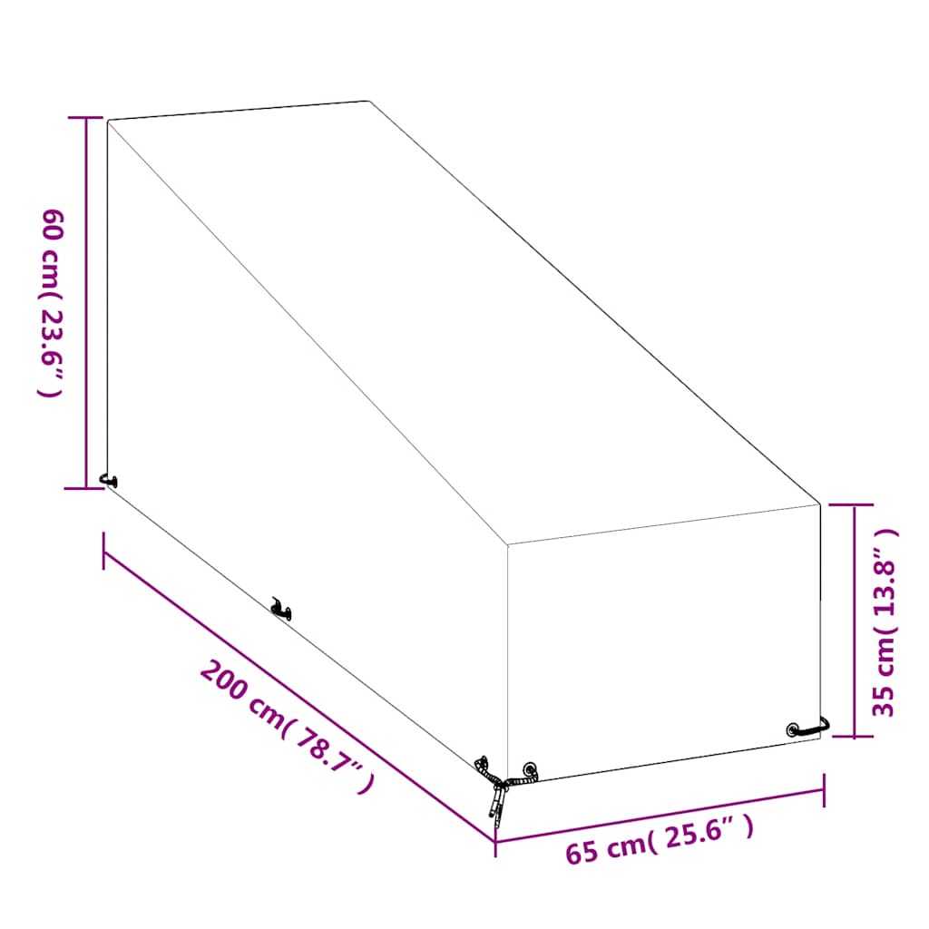 Coperture Sdraio 2pz 12 Occhielli 200x65x35/60 cm Polietilene | homemem39