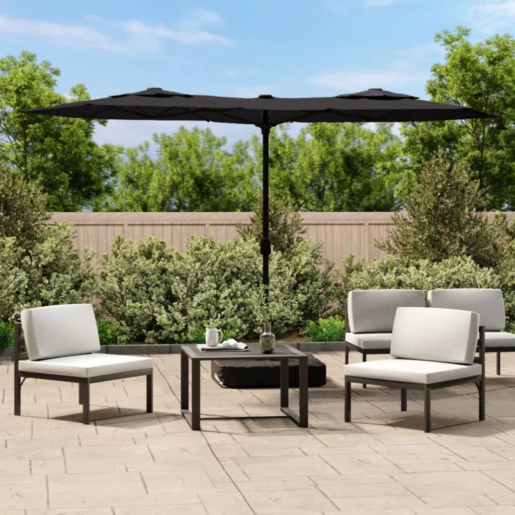 Ombrellone a Doppia Testa Nero 316x145 cm - homemem39