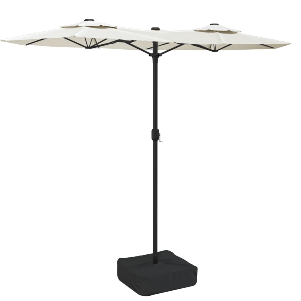 Ombrellone a Doppia Testa con LED Bianco Sabbia 316x145 cm - homemem39