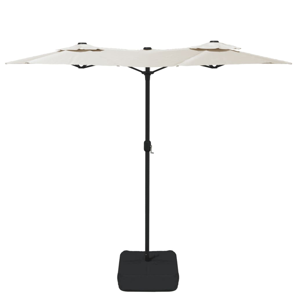 Ombrellone a Doppia Testa con LED Bianco Sabbia 316x145 cm - homemem39