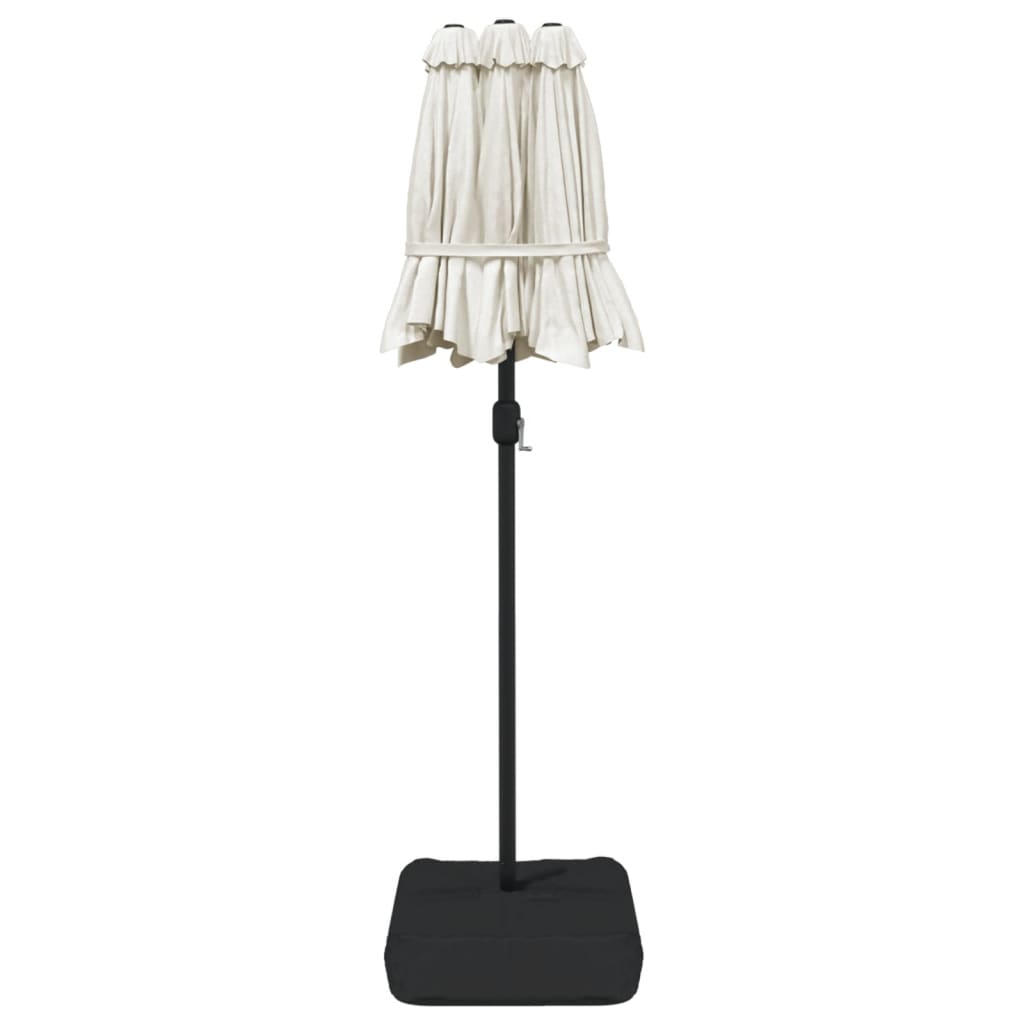 Ombrellone a Doppia Testa con LED Bianco Sabbia 316x145 cm - homemem39