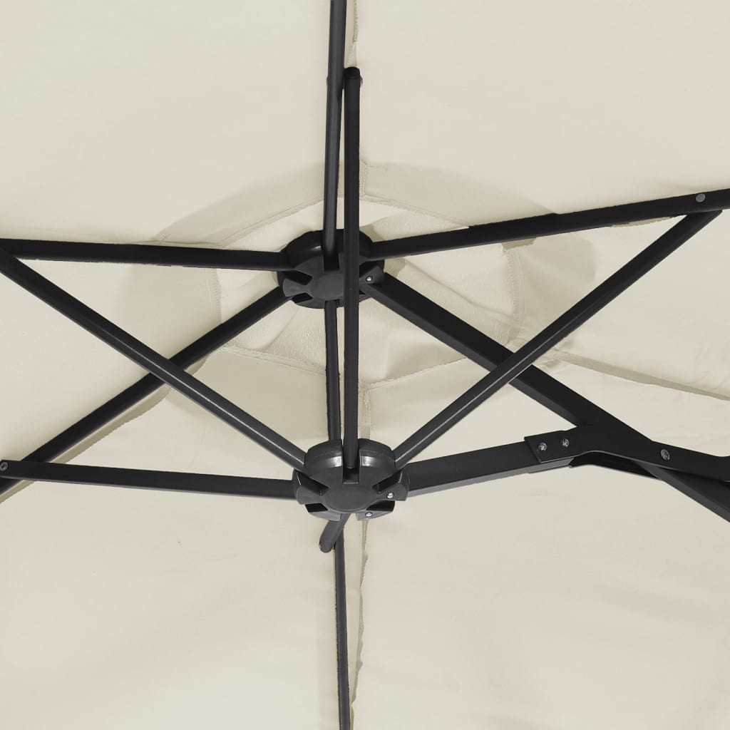 Ombrellone a Doppia Testa con LED Bianco Sabbia 316x145 cm - homemem39