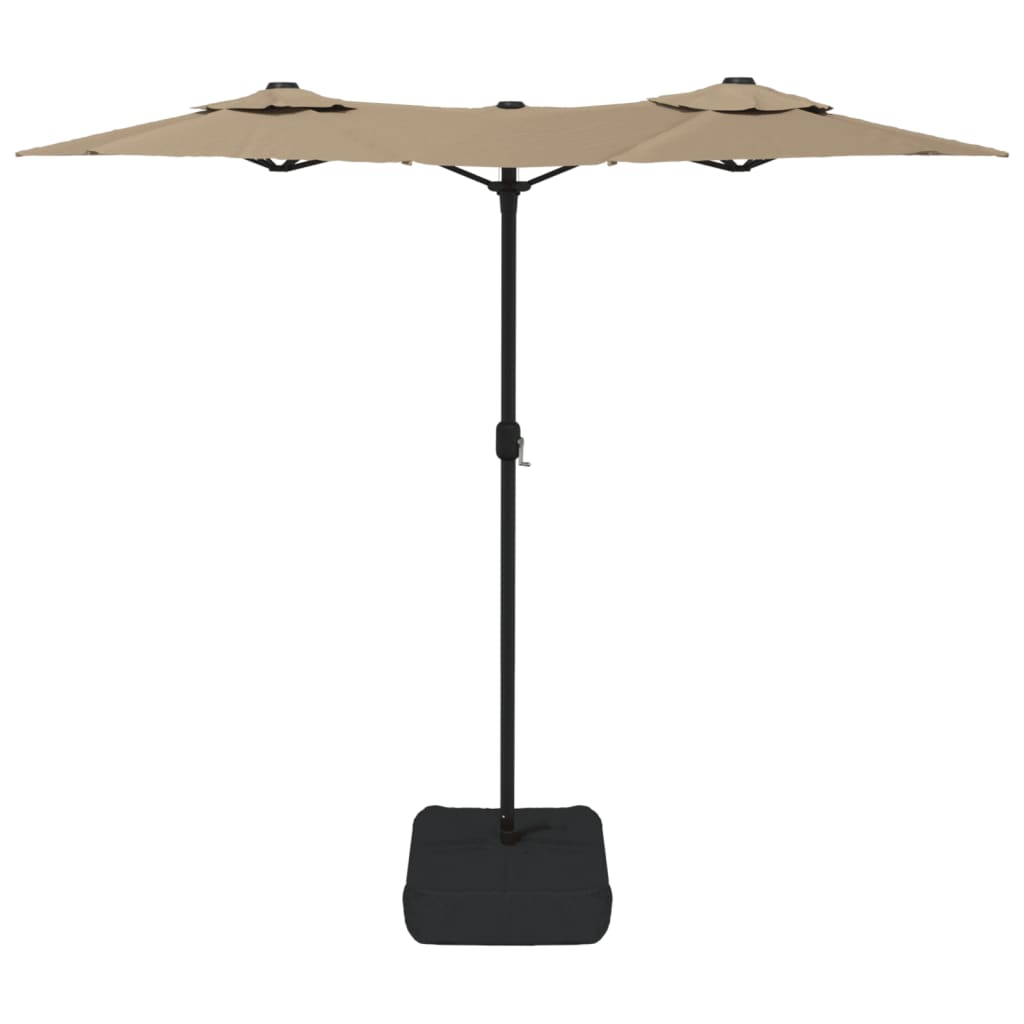 Ombrellone a Doppia Testa con LED Tortora 316x145 cm - homemem39