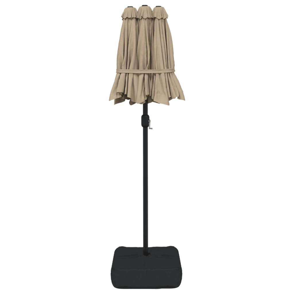 Ombrellone a Doppia Testa con LED Tortora 316x145 cm - homemem39