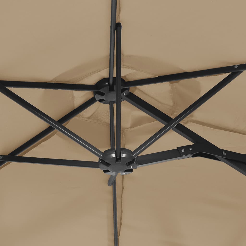 Ombrellone a Doppia Testa con LED Tortora 316x145 cm - homemem39